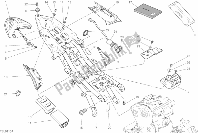 All parts for the Rear Frame Comp. Of the Ducati Monster 821 USA 2019